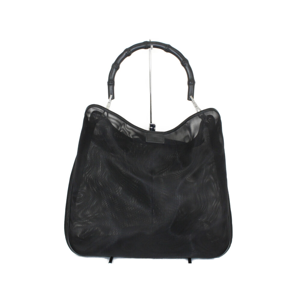Gucci Black Bamboo Classic Bag Mesh Handbag Shoulder